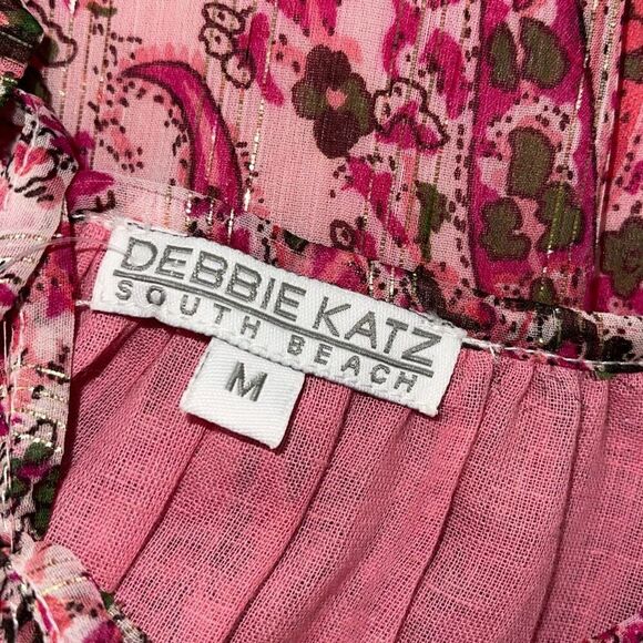 Debbie Katz Mariah Midi Dress Pink Oversized paisley chiffon NWOT Medium - Picture 3 of 8